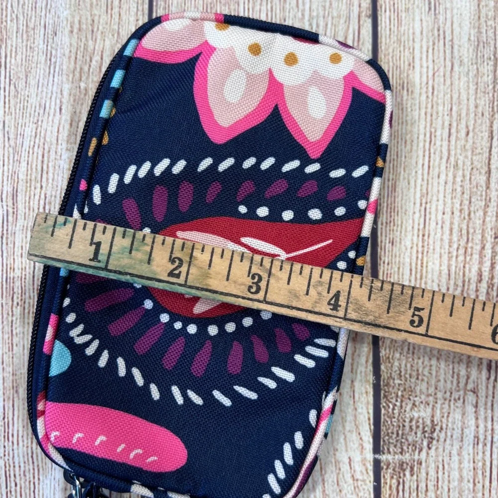 Vera Bradley Navy Blue Floral Paisley Zip Around‎ Wristlet Pouch Wallet